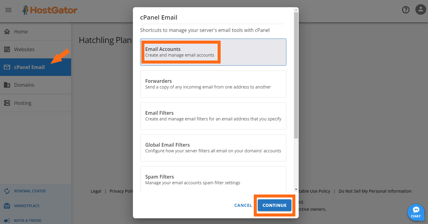 Customer Portal - Email Accounts